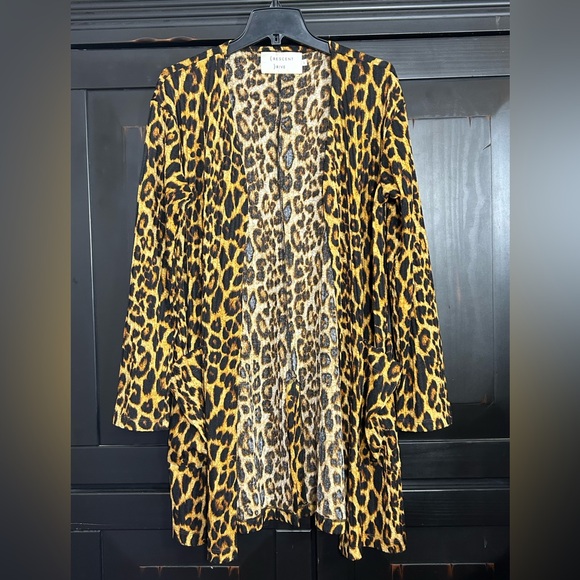 Crescent Drive Leopard Cardigan Women’s Large Animal Print Cozy Knit Polyester - Picture 1 of 7